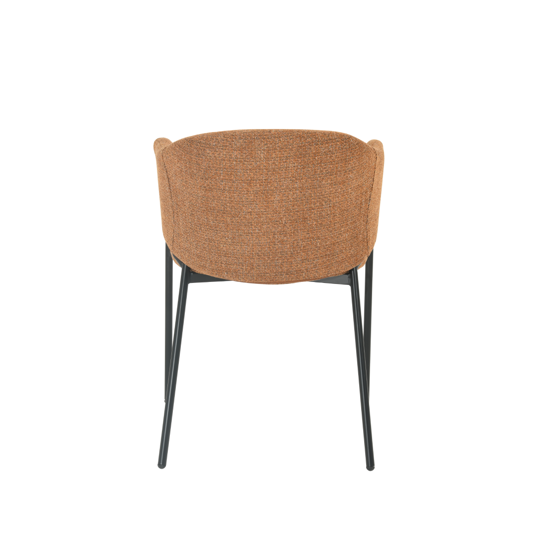Eetkamerstoel Samsø Cognac Linnen met zwart onderstel