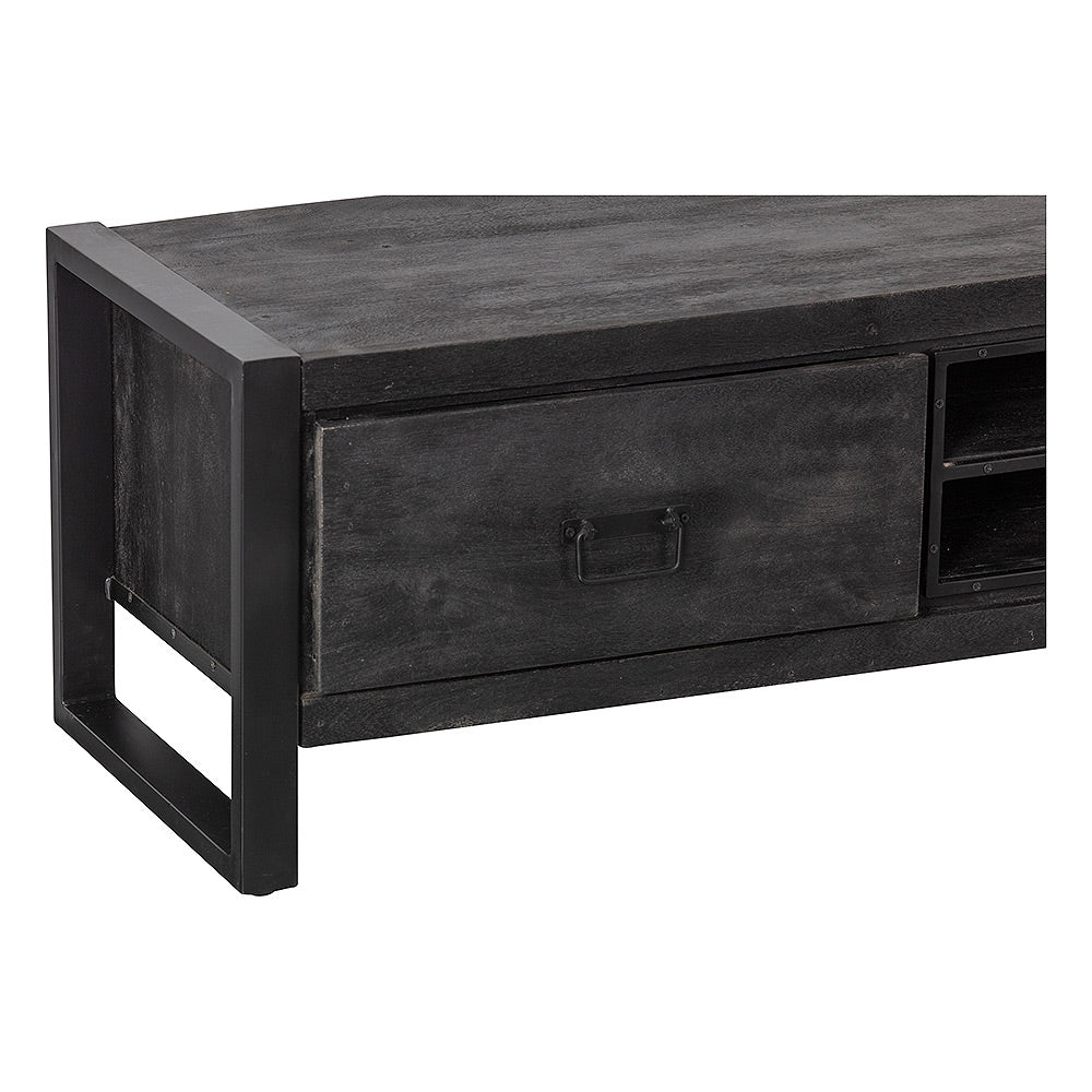 Mangohouten TV Meubel Kelvin 130 cm Zwart