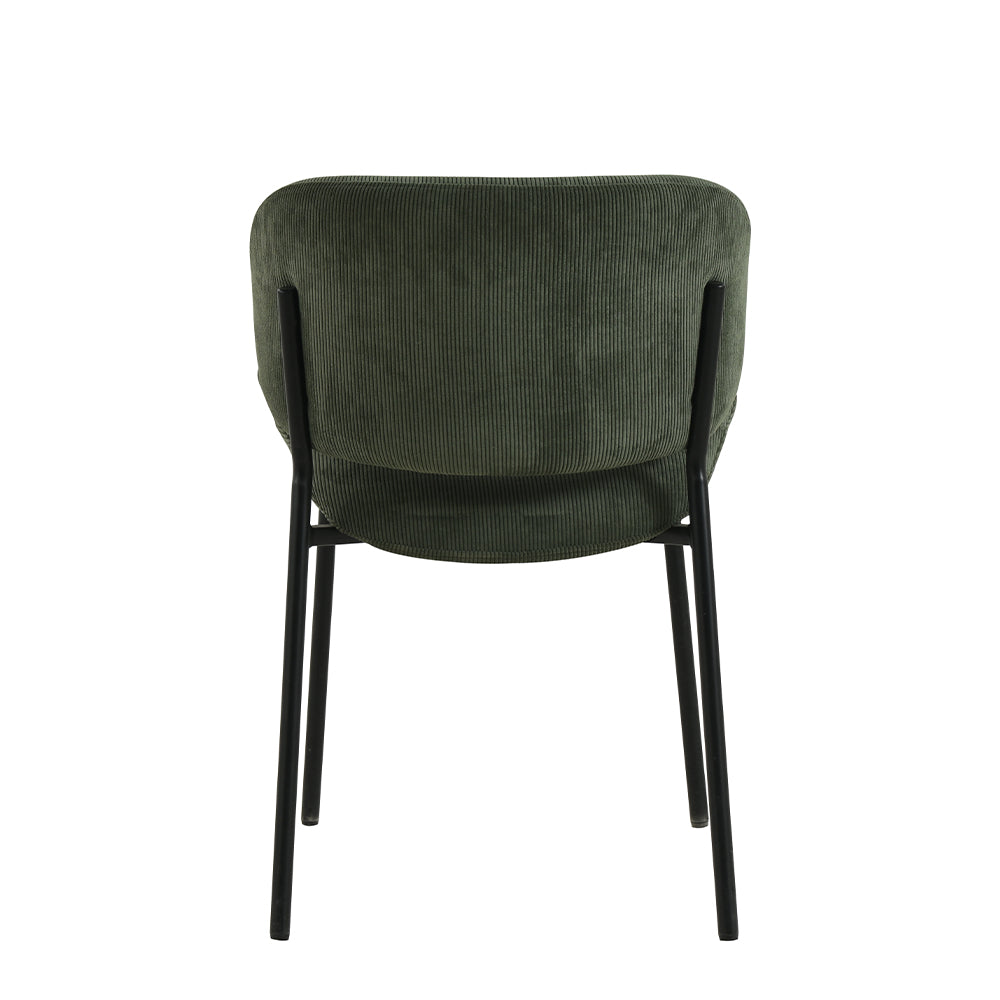 Eetkamerstoel Sigtuna Donkergroen Rib met zwart onderstel