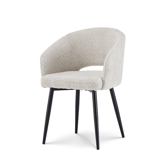 Eetkamerstoel Anna bouclé Gebroken wit