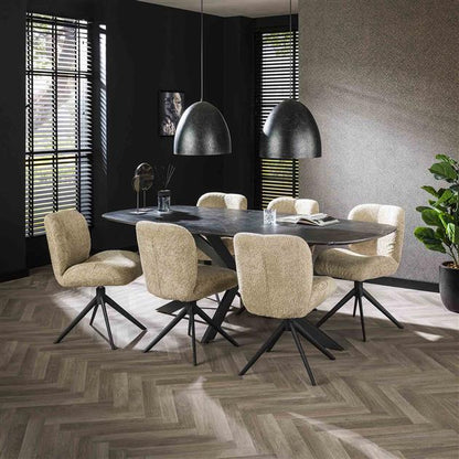 Modera - Eetkamertafel 215 deens ovaal - 3D Melamine slate stone