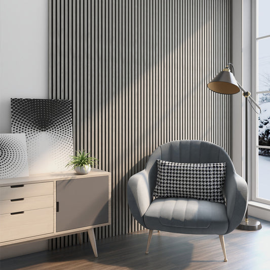 AkuPanel Grijs Walnoot-Hout | 240cm x 60cm | 3-zijdig écht houtfineer