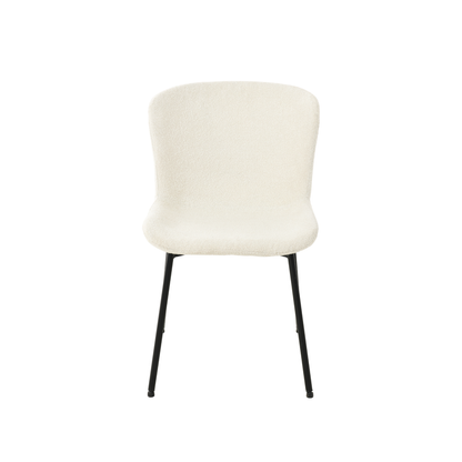 Eetkamerstoel Skagen Wit Bouclé met zwart onderstel