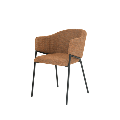 Eetkamerstoel Samsø Cognac Linnen met zwart onderstel