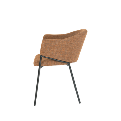 Eetkamerstoel Samsø Cognac Linnen met zwart onderstel