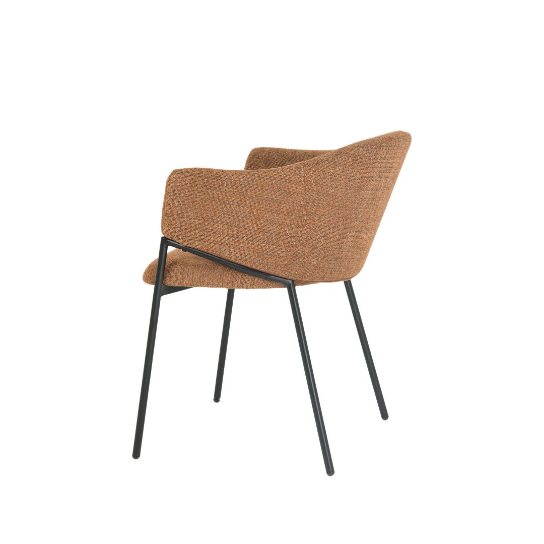 Eetkamerstoel Samsø Cognac Linnen met zwart onderstel