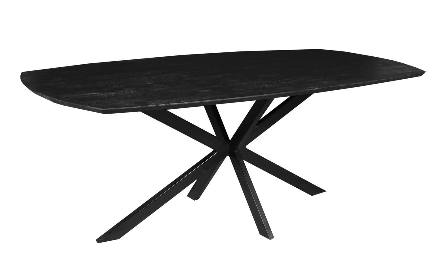 Mangohouten Eettafel Deens Ovaal Tess 220x110 cm Zwart (2,5 cm)