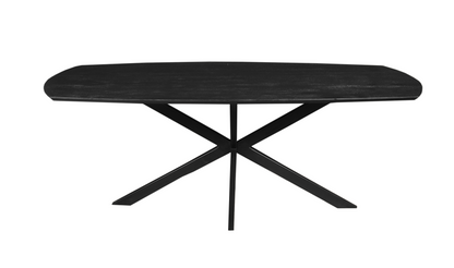 Mangohouten Eettafel Deens Ovaal Tess 200x100 cm Zwart (2,5 cm)