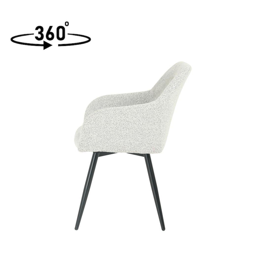 Eetkamerstoel Horsens Beige Bouclé met zwart onderstel