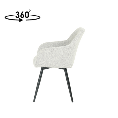 Eetkamerstoel Horsens Beige Bouclé met zwart onderstel