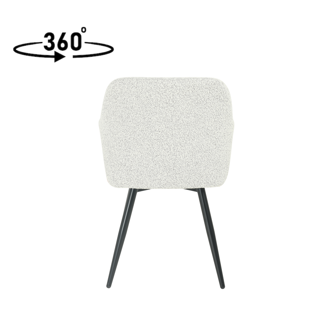 Eetkamerstoel Horsens Beige Bouclé met zwart onderstel