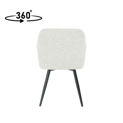 Eetkamerstoel Horsens Beige Bouclé met zwart onderstel