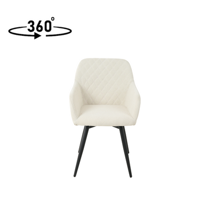 Eetkamerstoel Horsens Wit Bouclé met zwart onderstel