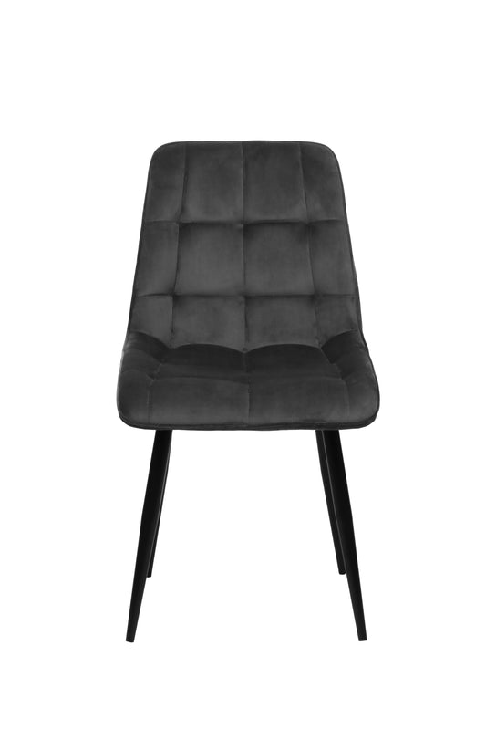 Eetkamerstoel Bergen Antraciet Fluweel met zwart onderstel