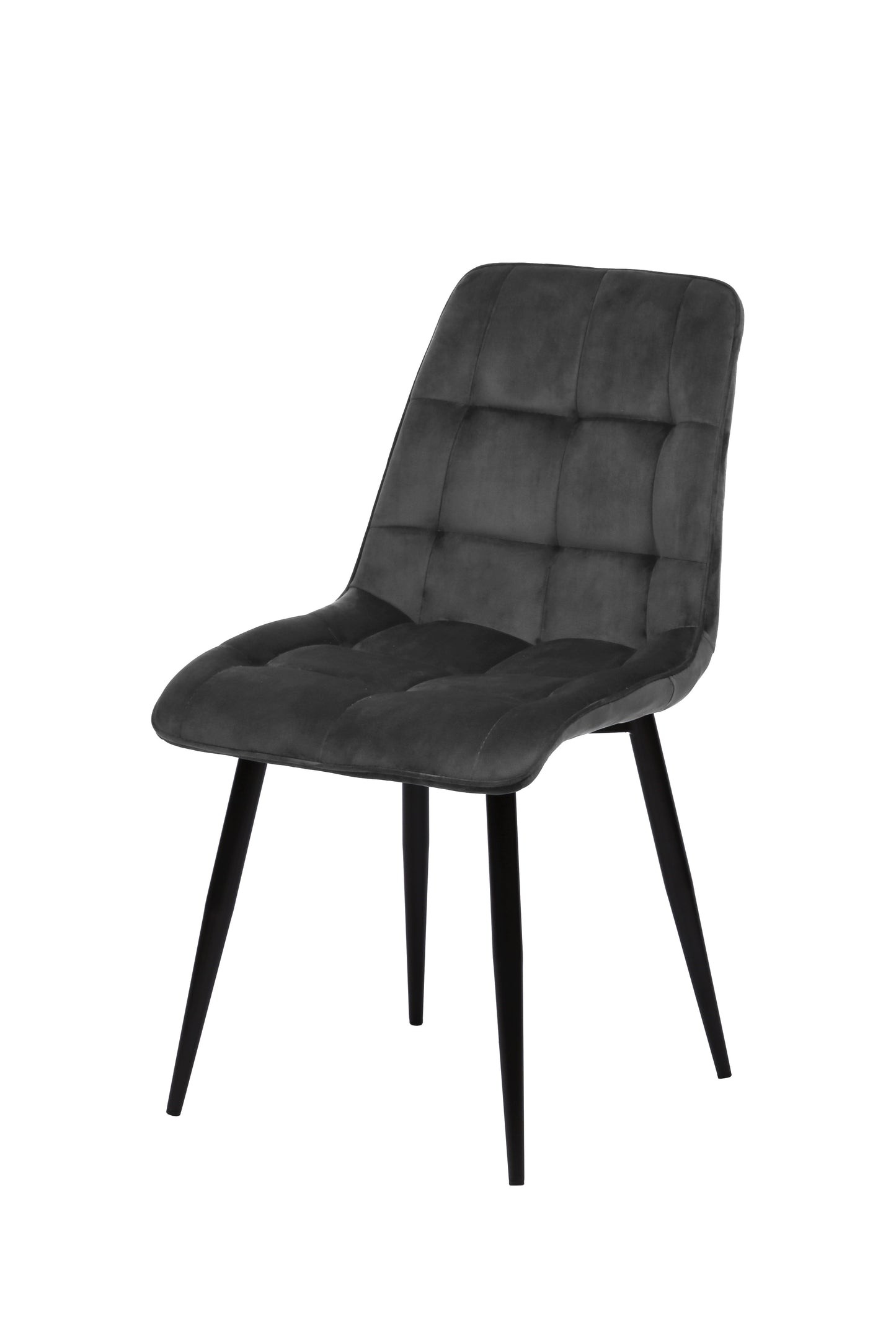 Eetkamerstoel Bergen Antraciet Fluweel met zwart onderstel