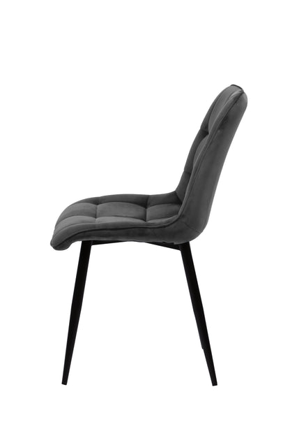 Eetkamerstoel Bergen Antraciet Fluweel met zwart onderstel