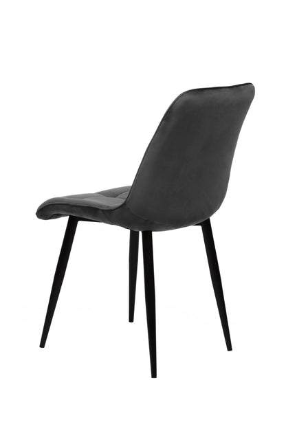 Eetkamerstoel Bergen Antraciet Fluweel met zwart onderstel