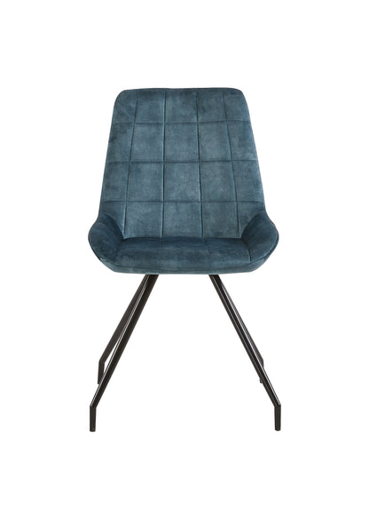 Eetkamerstoel Kopenhagen Blauw Fluweel met zwart onderstel
