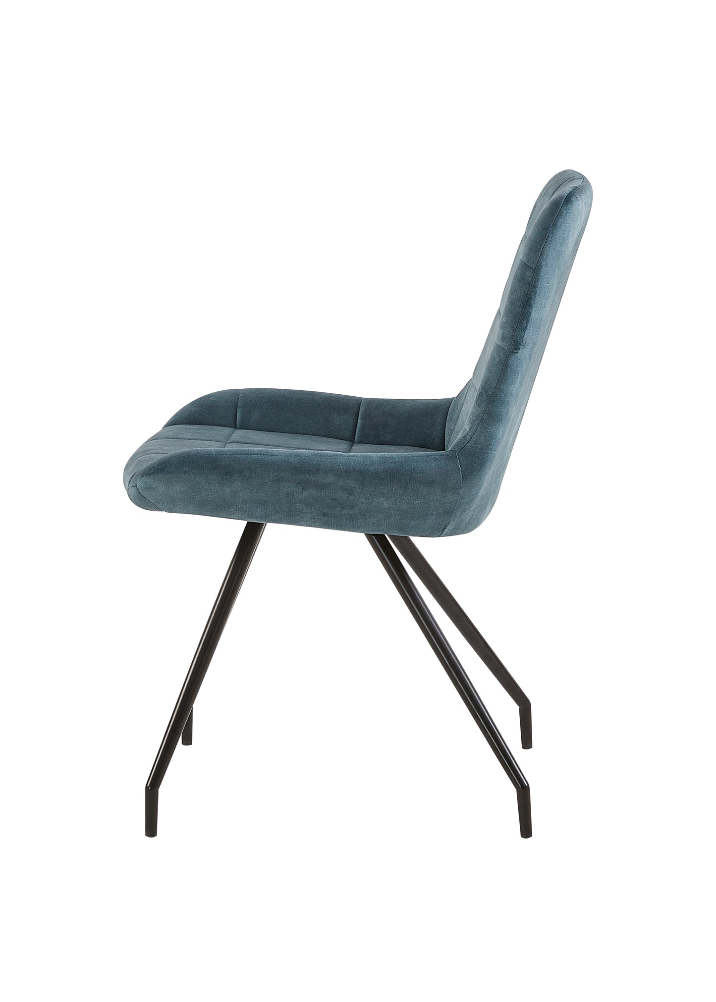 Eetkamerstoel Kopenhagen Blauw Fluweel met zwart onderstel