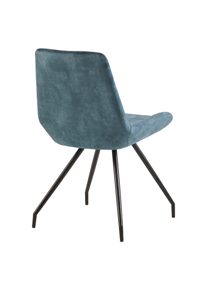 Eetkamerstoel Kopenhagen Blauw Fluweel met zwart onderstel