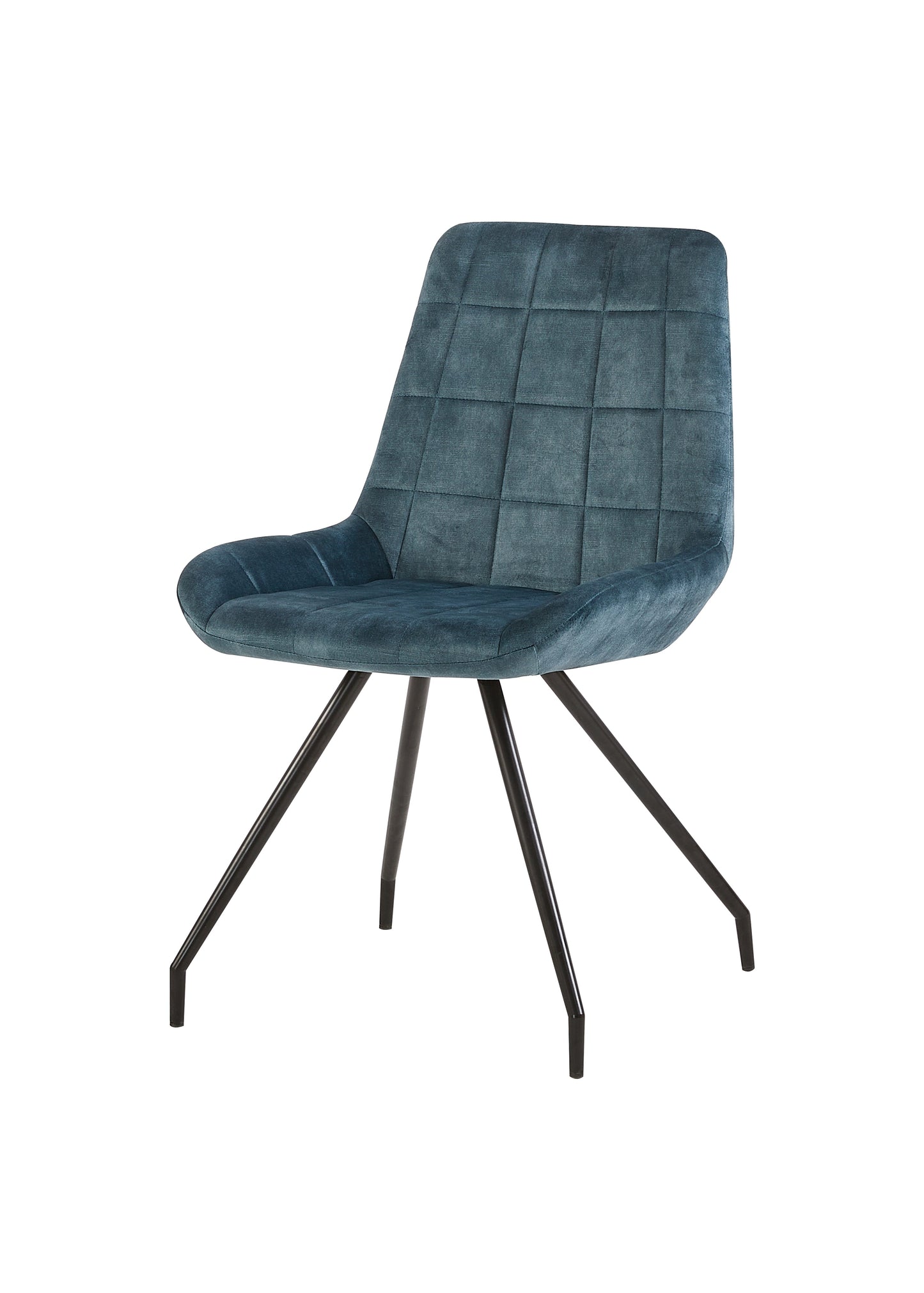 Eetkamerstoel Kopenhagen Blauw Fluweel met zwart onderstel