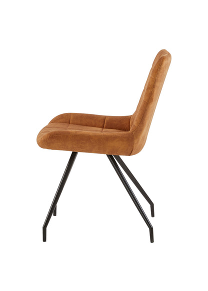 Eetkamerstoel Kopenhagen Cognac Fluweel met zwart onderstel
