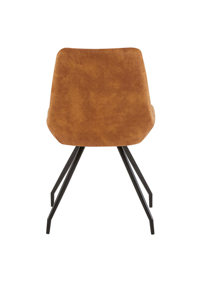Eetkamerstoel Kopenhagen Cognac Fluweel met zwart onderstel