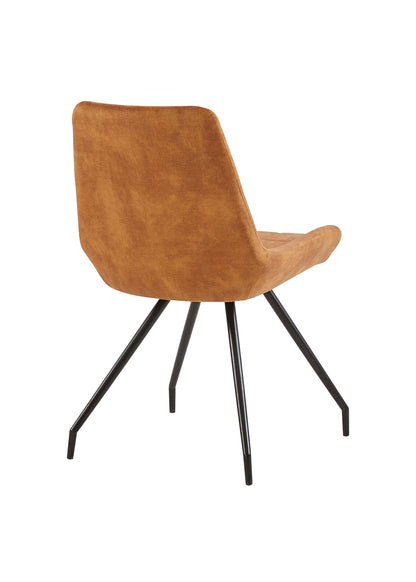 Eetkamerstoel Kopenhagen Cognac Fluweel met zwart onderstel