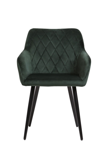 Eetkamerstoel Malmö Donkergroen Fluweel met zwart onderstel