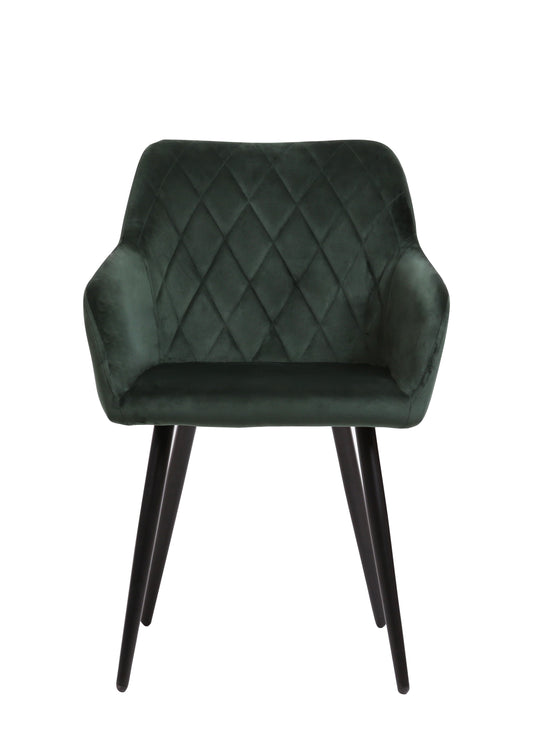 Eetkamerstoel Malmö Donkergroen Fluweel met zwart onderstel
