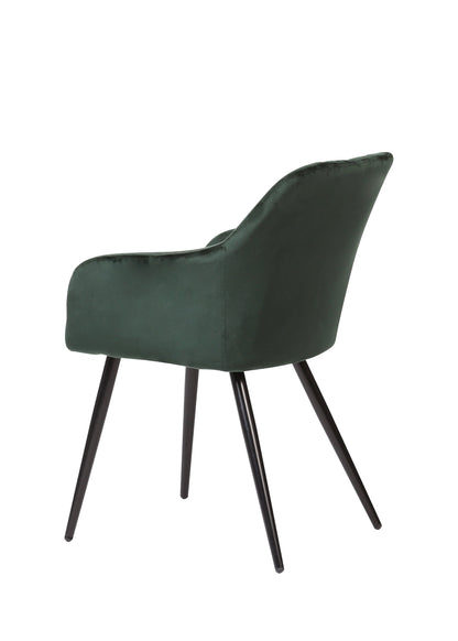 Eetkamerstoel Malmö Donkergroen Fluweel met zwart onderstel