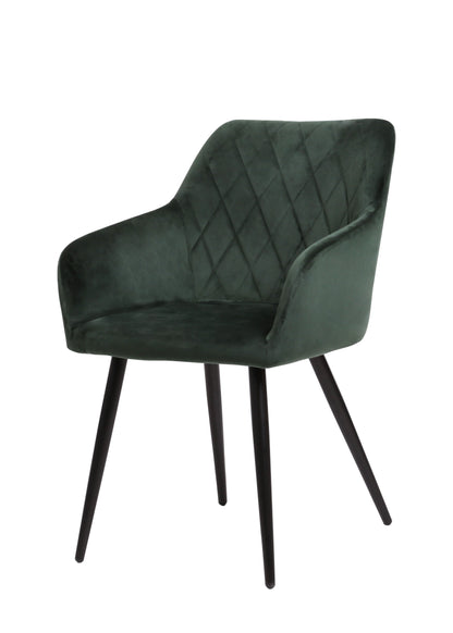 Eetkamerstoel Malmö Donkergroen Fluweel met zwart onderstel