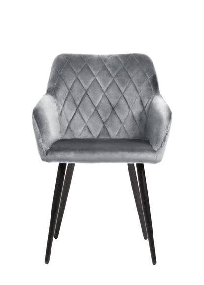 Eetkamerstoel Malmö Grijs Fluweel met zwart onderstel