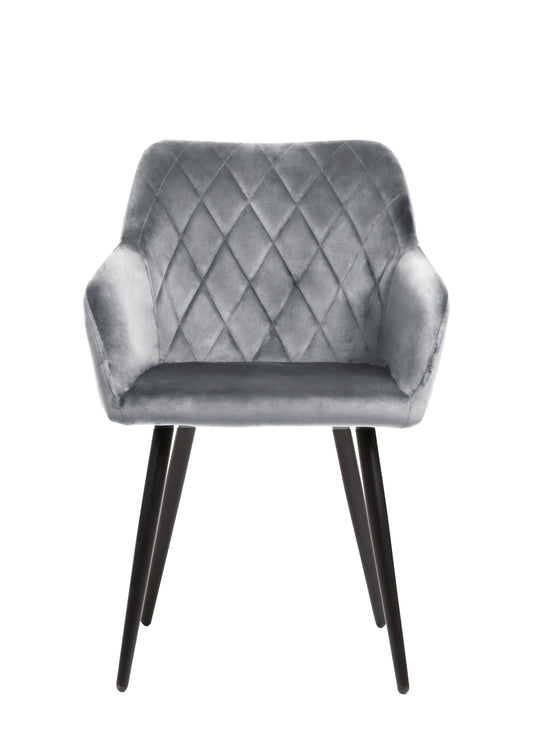 Eetkamerstoel Malmö Grijs Fluweel met zwart onderstel