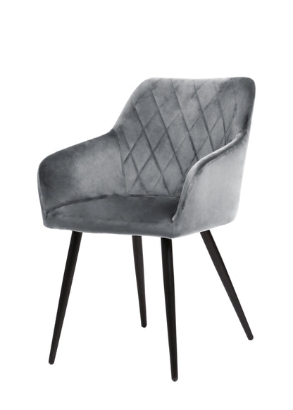 Eetkamerstoel Malmö Grijs Fluweel met zwart onderstel