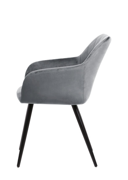 Eetkamerstoel Malmö Grijs Fluweel met zwart onderstel