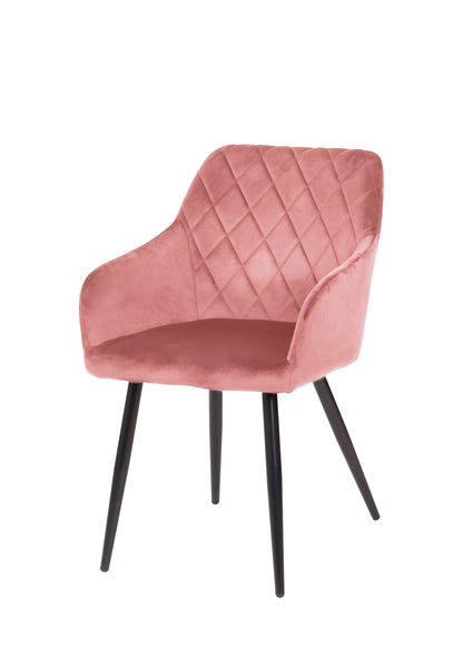 Eetkamerstoel Malmö Roze Fluweel met zwart onderstel