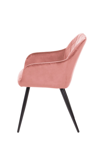 Eetkamerstoel Malmö Roze Fluweel met zwart onderstel