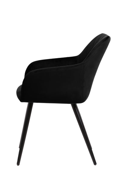 Eetkamerstoel Malmö Zwart Fluweel met zwart onderstel