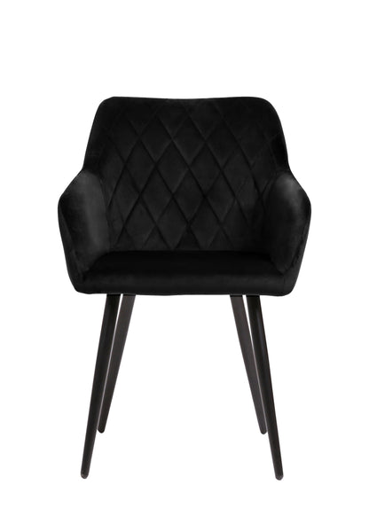 Eetkamerstoel Malmö Zwart Fluweel met zwart onderstel