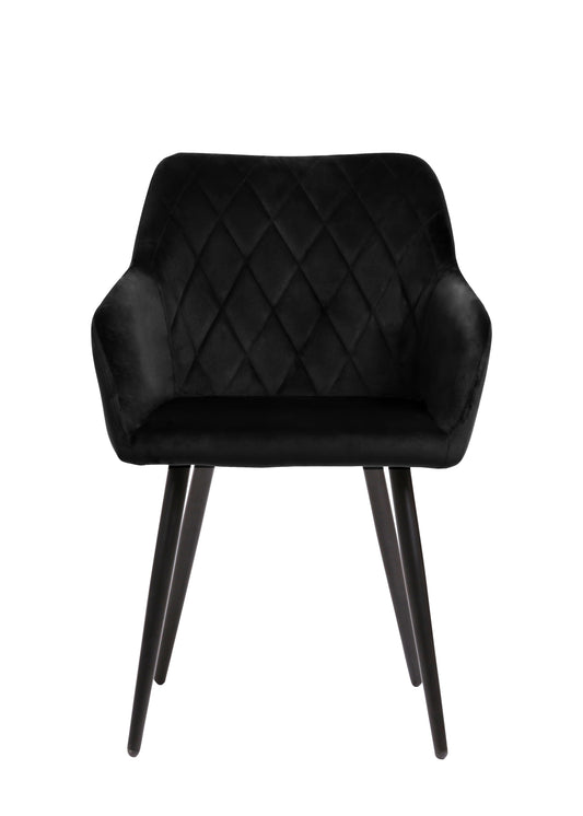 Eetkamerstoel Malmö Zwart Fluweel met zwart onderstel