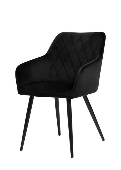 Eetkamerstoel Malmö Zwart Fluweel met zwart onderstel