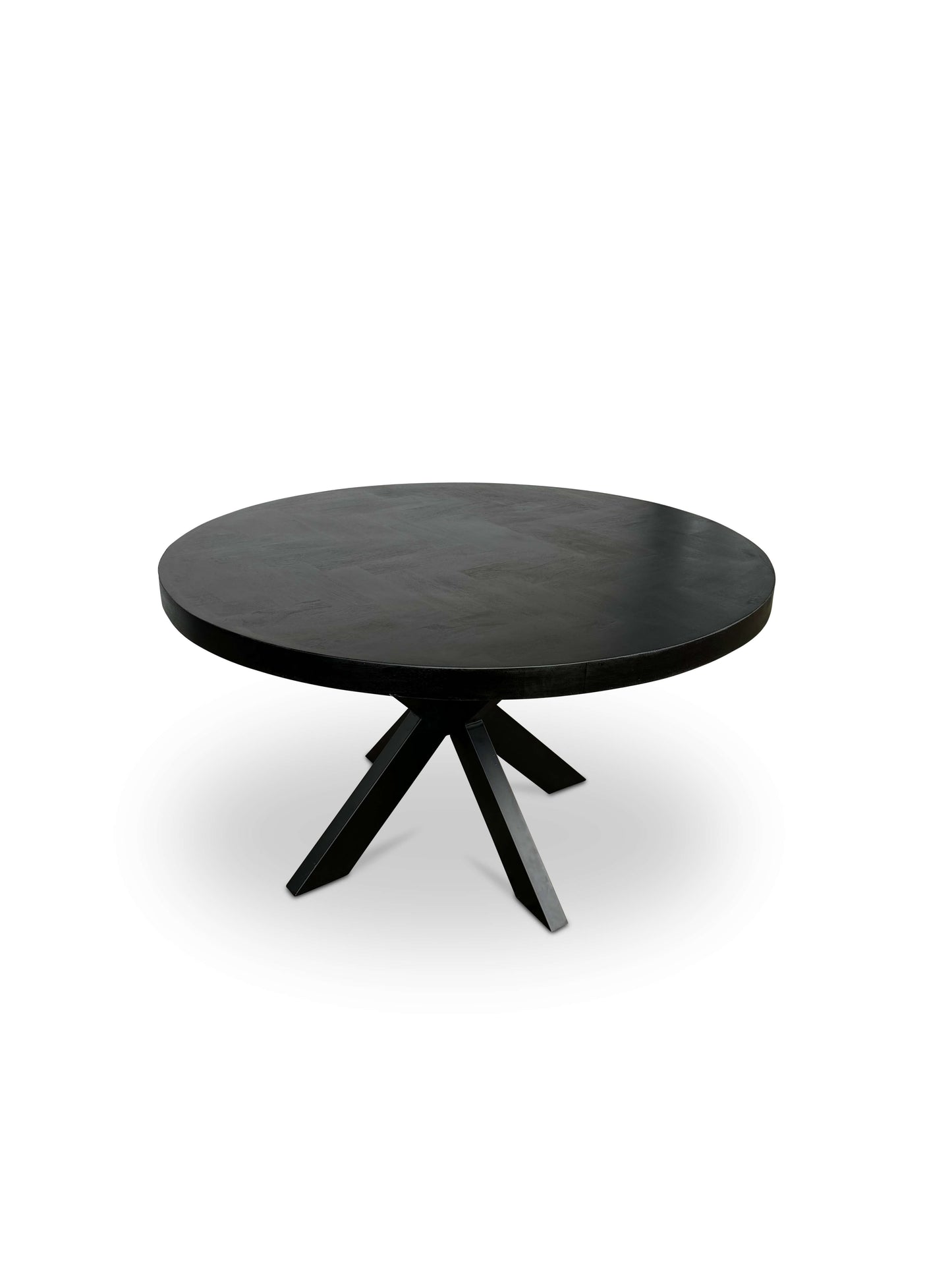 Moderne Mangohouten Ronde Eettafel - met Visgraat Patroon (130cm)