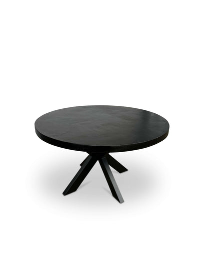 Moderne Mangohouten Ronde Eettafel - met Visgraat Patroon (120cm)