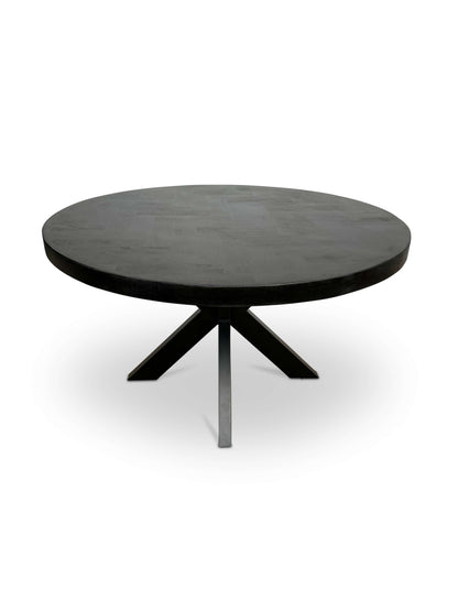 Moderne Mangohouten Ronde Eettafel - met Visgraat Patroon (120cm)