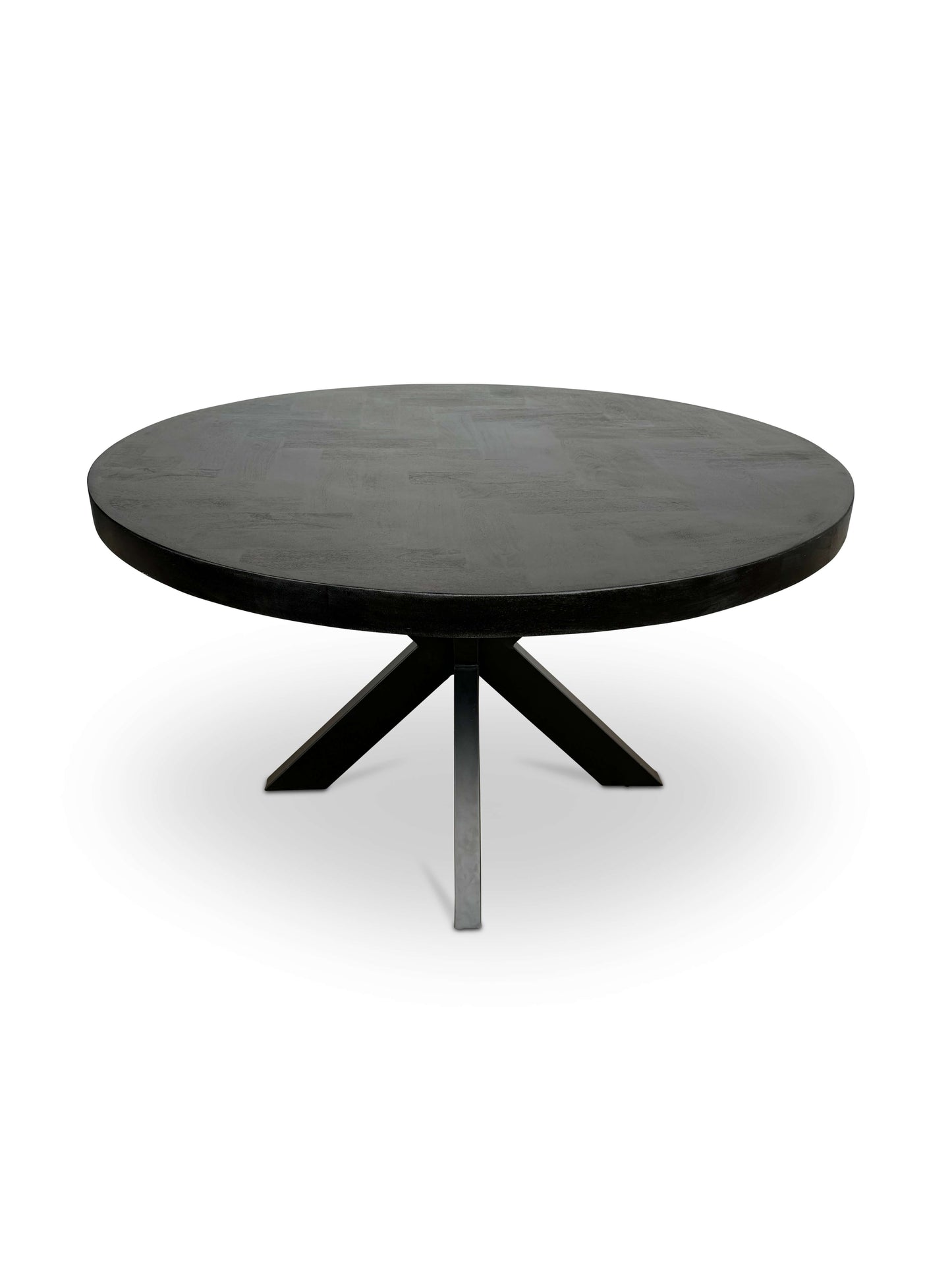 Moderne Mangohouten Ronde Eettafel - met Visgraat Patroon (130cm)