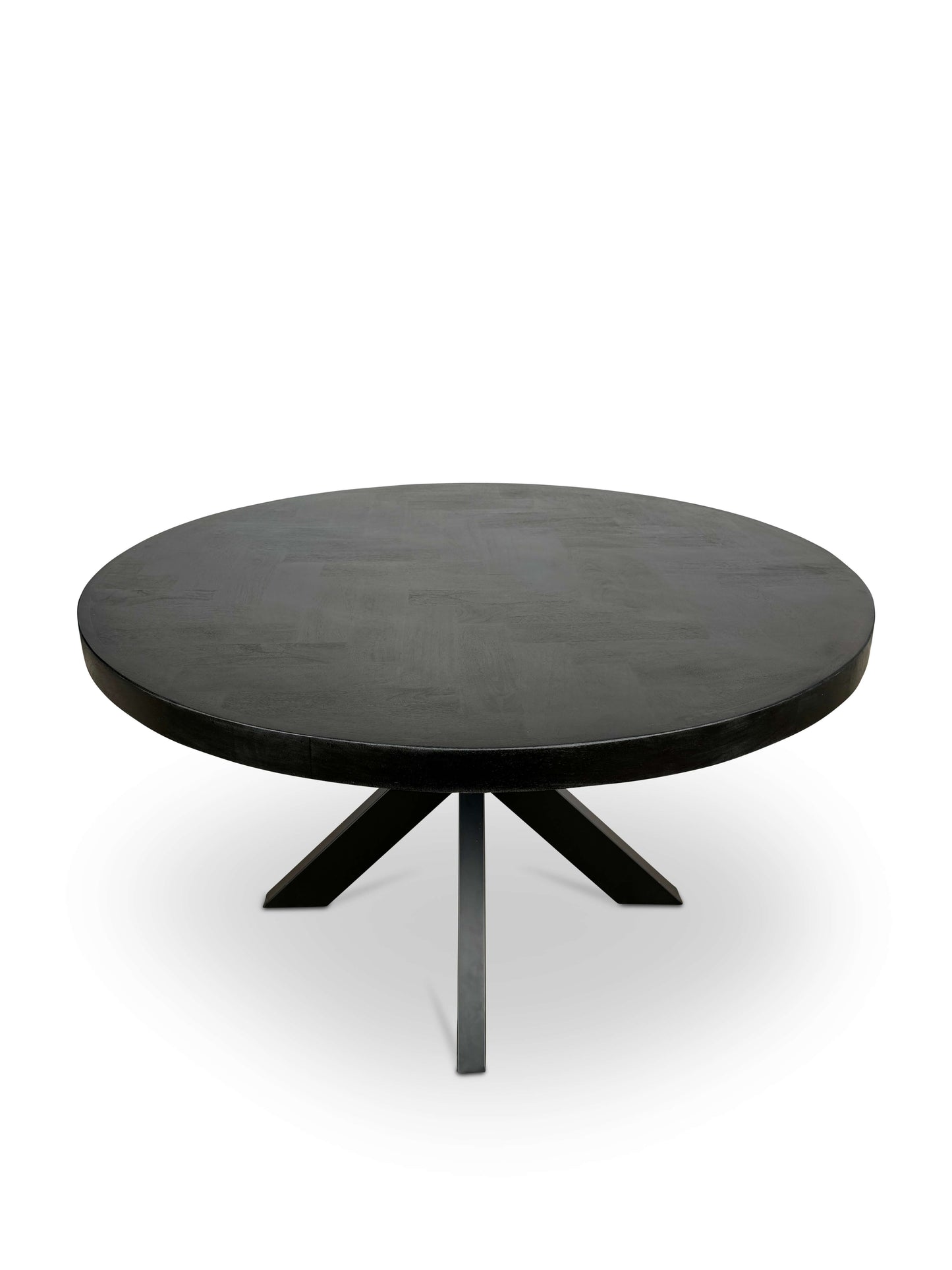 Moderne Mangohouten Ronde Eettafel - met Visgraat Patroon (150cm)