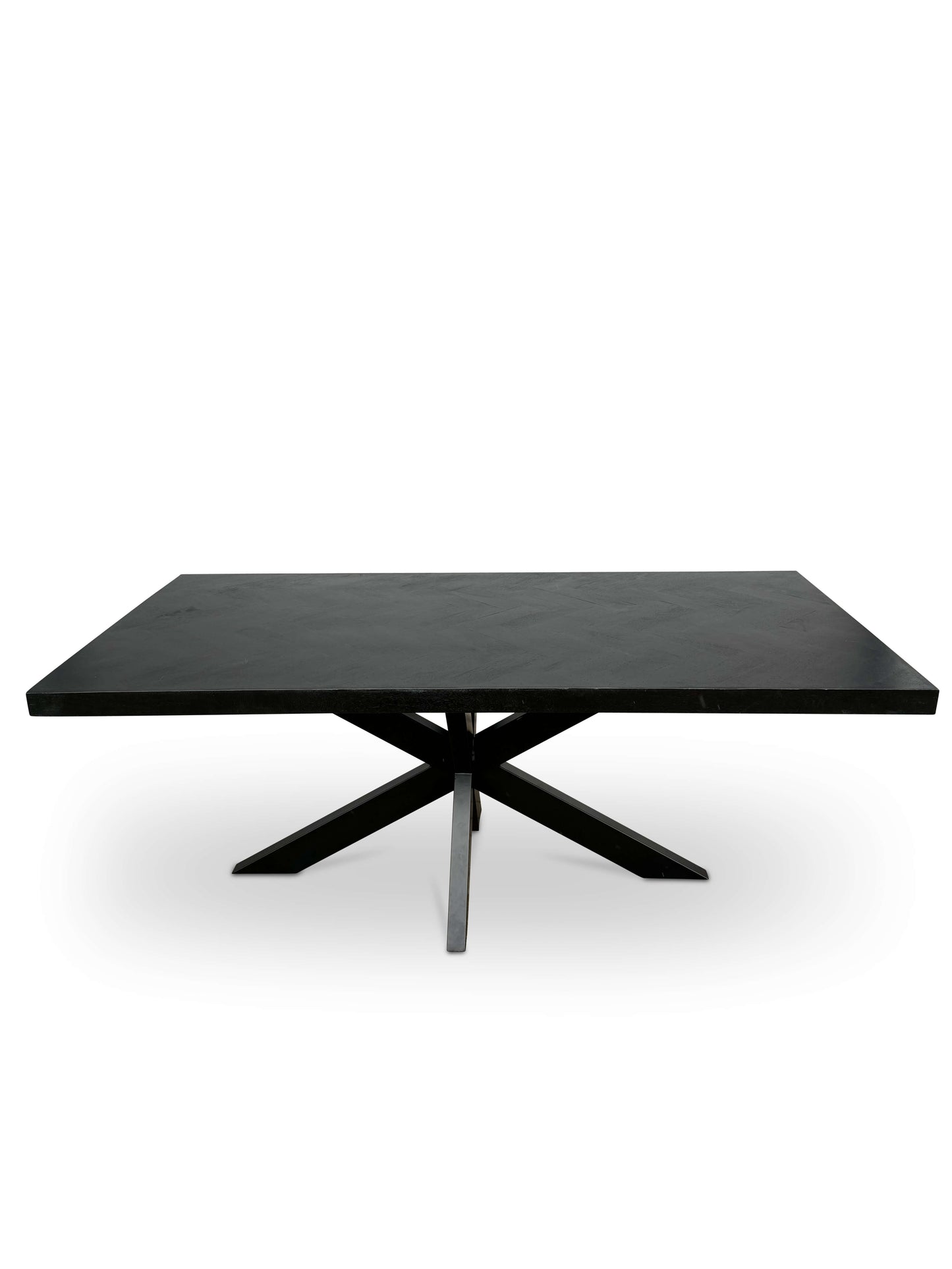 Moderne Mangohouten Rechthoekige Eettafel - zwart met Visgraat Patroon (200cm)