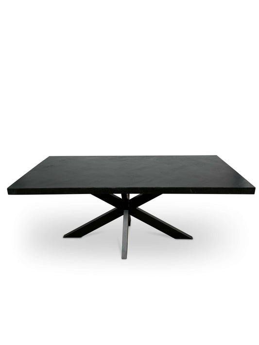Moderne Mangohouten Rechthoekige Eettafel - zwart met Visgraat Patroon (220cm)