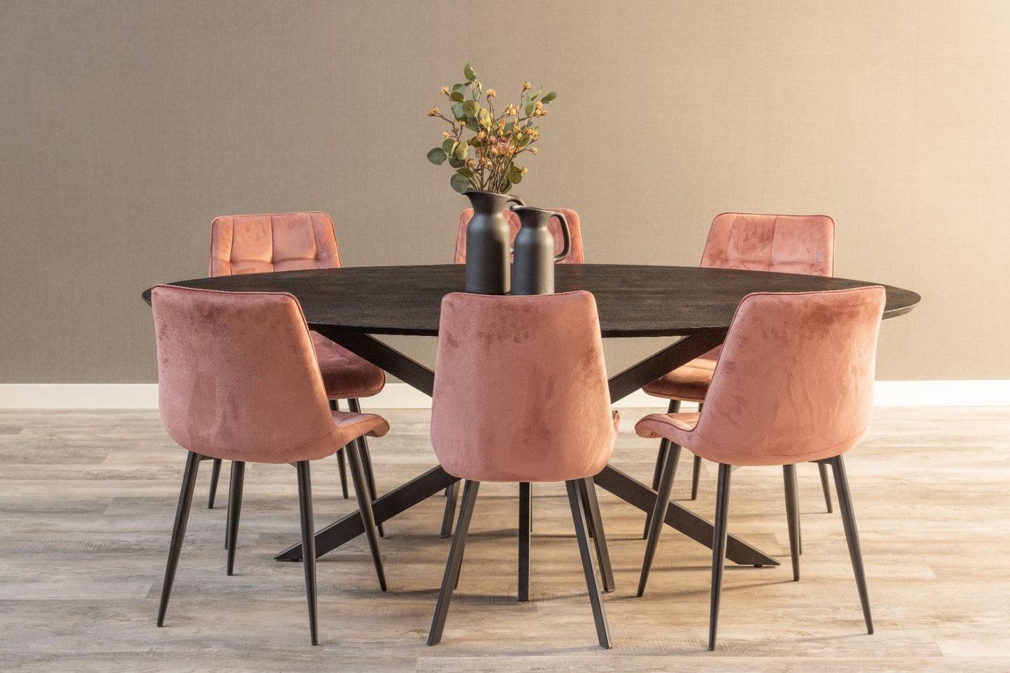 Mangohouten Eettafel Ovaal Julia 260x120 cm Zwart (2,5 cm)